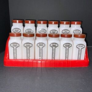 Griffith’s Red 1940 Spice Rack 12 Jars All Have Back Labels, Shaker & Red Caps!